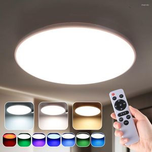 Luces de techo modernas simples rgb ambiente colorido lámpara control remoto de la sala del hogar del hogar del hogar led del dormitorio