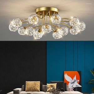 Ceiling Lights Nordic Living Room Black Gold Lamp LED Milk White Glass Ball With Crystal Decor Kitchen Bedroom Pendant