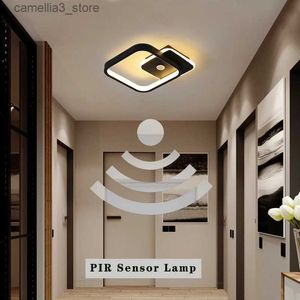 Plafonniers Plafonnier LED avec capteur de mouvement PIR pour couloir d'allée 220V intérieur 14w 16w capteur de corps humain éclairage de plafond LED pour chambre à coucher Q231120