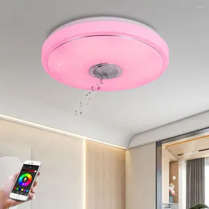 Plafonniers LED intelligents, 256 couleurs colorées, haut-parleur compatible Bluetooth, contrôle par application téléphonique, pour chambre à coucher et salon