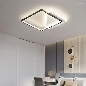 Plafonniers Carré Lumière Led Pour Chambre Cuisine Foyer Moderne Noir Blanc Design Lampe Suspendue Couloir Salle À Manger Acrylique Luminaire