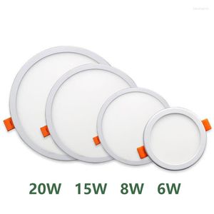 Luces de techo Panel de luz LED ultrafino AC220V Downlights empotrados 6W 8W 15W 20W Lámpara montada en superficie cuadrada redonda