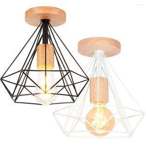 Plafonniers Vintage Light E27 Éclairage Industriel Moderne Fil Rustique En Métal Cage Applique Rétro Lampe De Chevet Allée Luminaire