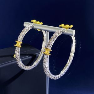 Celi marca Pendientes de diseño de lujo clásicos Pendiente de oro de 18 quilates Moda mujer Plata Gran círculo Bling Diamante brillante Cristal superior Gran regalo de joyería para fiesta