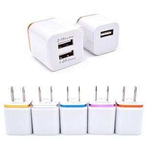 Adaptateurs de téléphone portable de haute qualité 5V 2.1 / 1a Double US AC Voyage USB Charger mural pour Samsung Galaxy HTC Phones Adapter