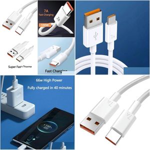 Câbles de téléphone portable 7A 100W Typec Usb Charge ultra-rapide pour Huawei Mate 40 30 Chargeur de charge rapide S Câble de données Drop Delivery Téléphones Ac Dhapz