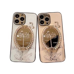 Cas de téléphone portable pour la couverture d'Iphone 13 14 pro max Butterfly Mirror Phone Case Apple 12 Diamond-incrusted Stand Luxury Strass Girl Butterfly Mobilephone Shell Retail