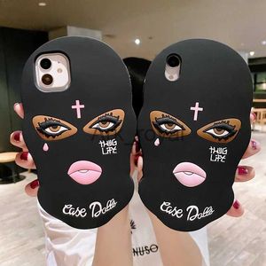 Cajas del teléfono celular Máscara 3D Muñecas Estuche suave para iPhone 15 Pro 13 12 11 14Pro MAX 7 8plus X Girl Tear Jesus Cross Goon Thug Life cubierta para regalo de niña J231110