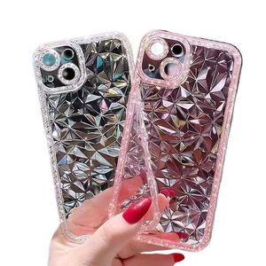 Étuis de téléphone portable Bling Diamond Grain Soft TPU Cases pour iPhone 14 Pro Max 13 12 X XR XS 8 7 Plus Iphone14 Trou fin Clear Transparent Crystal Glitter Mobile Phone Back Cove