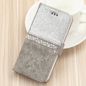 Estuches para teléfonos celulares Bling Glitter Wallet Phone Case para iPhone X Xr Xs 11 Pro Max Monedero de cuero para 6S 6 8 7 Plus 5 5S SE 12 360 Girls Cover