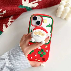 Étuis de téléphone portable Dessin animé Père Noël Support de cerf de Noël Étui 3D pour iPhone 15 13 12 14 Pro Max Couverture en silicone souple drôle pour iPhone 11 13 Pro H240326