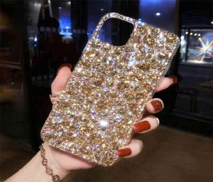 Caisses de téléphone portable Étui de téléphone en cristal en diamant en or complet pour iPhone 14 13 12 11 Bogeons max pro pour femmes Luxury Bling Rhinest1676137