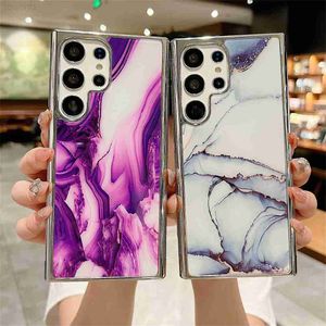 Cas de téléphone portable Gradient Marble Plating Phone Case Pour Samsung Galaxy S23 S22 S21 Ultra Plus A54 A34 A14 A24 A53 A13 5G 4G Antichoc Couverture Souple L230731