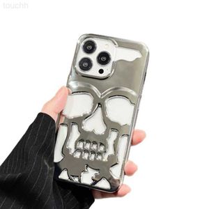 Étuis de téléphone portable Creux Crâne Étui rigide pour iPhone 14 Plus 13 12 Pro Max 14Pro 13Pro 12Pro IPhone14 Luxe 3D Placage métallique Couverture antichoc L230731