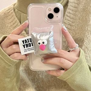 Cas de téléphone portable Ins Ins Jacket 3D Down Veste Drance Funny Grew Bracket Clair pour iPhone 15 14 13 12 11 Pro Max X XR COUVERTURE DE PLACTION DE PLATION J240418