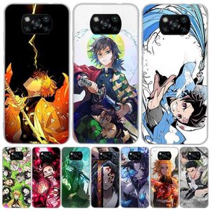 Casos de teléfonos celulares Kimetsu No Yaiba Anime Demon Case para POCO X3 GT X5 X4 NFC F3 F2 F1 M3 M2 M4 PRO MI NOTA 10 LITE A3 A2 A1 CC 2442