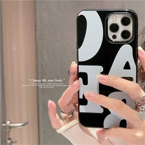 Casos de teléfonos celulares Corea de letras simples coreanas Case de teléfono vintage adecuado para iPhone 14 13 11 Pro Max Mini X XR 7 8 Plus SE Corte de choque a prueba de amortiguadores Fondo H240326