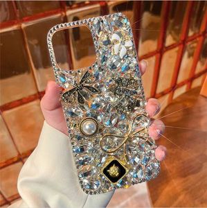 Cas de téléphone portable Luxe 3D Glitter Diamond Bling Case Strass Couverture de téléphone Funda Coque pour iPhone 12 13 Mini 11 Pro Max XS MAX XR X 8 7 6s Plus L230731