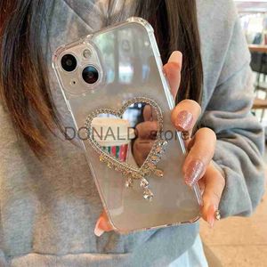 Cas de téléphone portable Luxe Diamond Mirror Clear Soft Case pour iPhone 14 13 12 11 Pro XS Max X XR 7 8 Plus MiNi SE 2020 Couverture en silicone transparente J231206