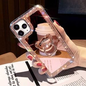 Étuis de téléphone portable Luxe Glitter Diamond 3D Bear Ring Holder Phone Case pour Samsung S10 S20 S21 S22 S23 Plus Fe Note 20 Ultra Bling Crystal Cover L230731