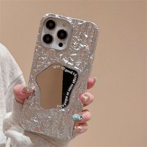 Cas de téléphone portable Cas de miroir de motif de roche spécial de luxe pour iPhone 15 14 13 12 Pro Max 11 X S XR 7 8 Plus SE Couverture souple de protection élégante 231021