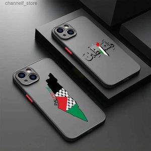 Étuis de téléphone portable Matte Transparent Back Phone Case pour iPhone 15 14 13 12 11 Pro Max X XR XSMax 7 8 Plus Palestine Drapeau Carte Passeport CoverY240325
