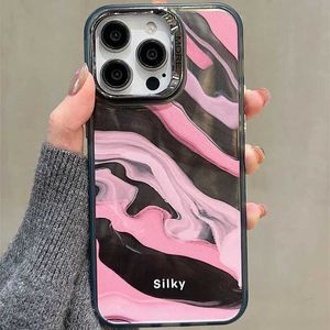 Casos de teléfonos celulares Nuevo Moda Pink Ripple Mirror Face Phone Case Hid Hard ACRYLIC 3D Choque de teléfonos Iphone para iPhone para iPhone 15 14 13 12 Pro Max J240418