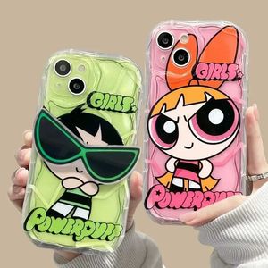 Caisses de téléphone portable P-Powerpuff Girls Gerches Prise en charge du boîtier transparent iPhone 15 14 11 Pro Max 13 12 MINI XR XS X 8 7 6 6S PLUS SE 2020 COUVERTURE DE SILICONE J240418