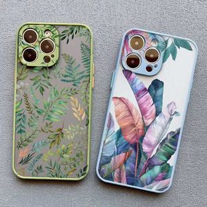 Études de téléphone portable feuilles de palmier Case de téléphone de fleur de plante adaptée à l'iPhone X XR XS 15 11 12 13 14 Pro Max 14 plus 7 8 Plus Back Shock Cap Funda J240418