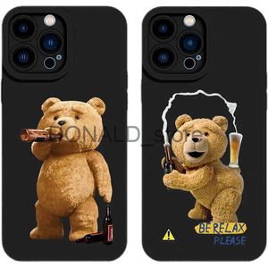 Étuis de téléphone portable Teddy Bear Couple Cartoon Soft Silicone Phone Case pour iPhone 11 12 13 14 15 Pro Max X XS Max XR Mini 7 8 Plus Black Case J240118
