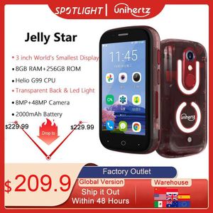 Caisses de téléphone portable Unihertz Jelly Star Mini Smartphone Android 13 8 Go 256 Go LED LEDU LETROLU FRANT PHILLES DE BACKELL TÉLÉPHONE 48MP 3 pouces 240423