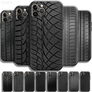 Cas de téléphone portable Roue Pneu Tread Stripe Noir Pour iPhone 13 12 11 Pro Max Mini X XR XS Max SE 5 5s 6 6S 7 8 Plus Étui de téléphone Carcasa Coque noire L230731