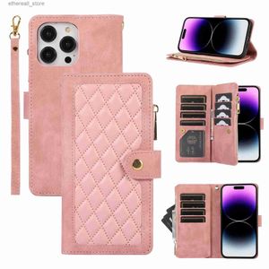 Cas de téléphone portable Zipper Design Cuir Card Slot Wallet Case pour iPhone 14 15 Pro Max 13 12 Mini 11 XS XR 6s 7 8 Plus SE 2022 Couverture de support de téléphone Q231130