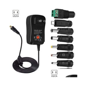 Cargadores de teléfonos celulares 3-12V 30W Fuente de alimentación de salida de CC ajustable EU US UK Enchufe 100-240V Entrada de CA con 8 enchufes Adaptador de cargador LED de 130 cm Oti0K