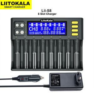 Chargeurs de téléphones portables LiitoKala Lii-S8 Lii-PD4 Li-ion 3.7V NiMH 1.2V Li-FePO4 3.2V IMR 3.8V Pour 18650 26650 21700 26700 18350 AA AAA Chargeur de batterie 230206