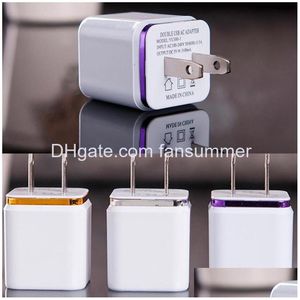 Chargeurs de téléphones portables en gros 2Usb Traveling Wall Eu Us Metal Dual Port AC Chargeur Usb Power Adapter Dhs Drop Delivery Phones Access Dhugt