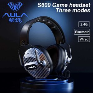 Écouteurs pour téléphone portable AULA S609 Bluetooth / 2,4 G / Type-C Casque de jeu filaire rechargeable Microphone intégré enfichable Effet sonore 4D Taille réglable YQ240219