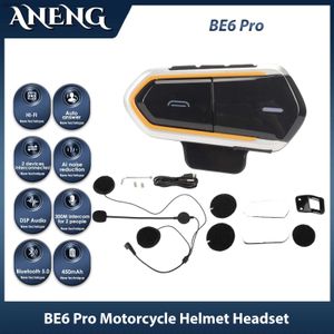 Écouteurs de téléphone portable BE6 Pro casque de moto casque sans fil Bluetooth interphone moto étanche HiFi stéréo Kit d'appel mains libres écouteur YQ240304