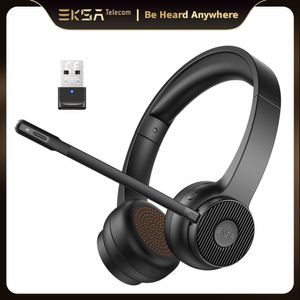 Écouteurs pour téléphone portable Eksa h16 Casque Bluetooth 5 2 Casque Nirkabel PC Mikrofon AI ENC Waktu Bicara 35H dengan Dongle USB untuk Kantor Pusat Panggilan 230517