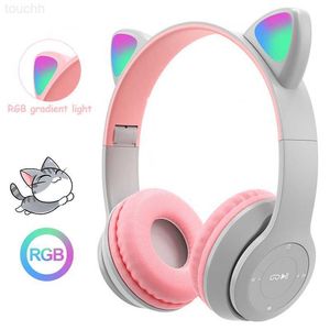 Auriculares a los auriculares Flash Light Flash auriculares lindos auriculares inalámbricos con micrófono puede cerrar la niña LED STEREO Phone Music Bluetooth auriculares Gamer L230914