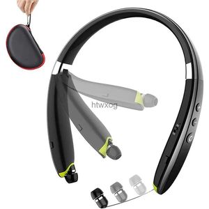 Écouteurs pour téléphone portable Casque Bluetooth pliable et rétractable Tour de cou Écouteurs sans fil Casque stéréo antibruit avec micro pour l'exercice sportif YQ240105