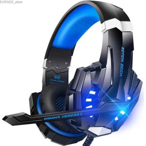 Écouteurs de téléphones portables G9000 casque stéréo pour PS4 PC Xbox One PS5 Annulation du bruit sur le micro d'oreille LED BASS Soft Memory Gaming Bandle Bandhone Y240407