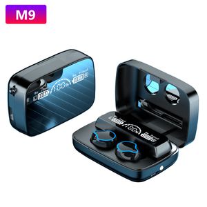 Écouteurs de téléphone portable M9 Skull Casque sans fil Bluetooth 5.1 Casque de jeu Alimentation LED Affichage numérique TWS Écouteurs antibruit Écouteurs Sport
