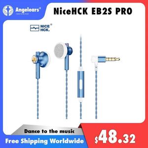 Écouteurs pour téléphones portables NiceHCK EB2S PRO HIFI Microphone sans fil écouteurs 15.4mm unité dynamique écouteurs avec câble hybride OCC plaqué argent IEM Q240321