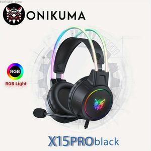 Écouteurs de téléphone portable Onikuma x15 Pro Gaming Headphones RGB Head Bourage avec Mic 3,5 mm Écouteurs filt