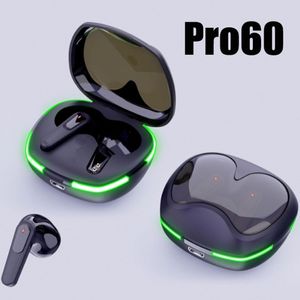 Écouteurs pour téléphone portable Pro60 TWS Écouteurs Cool Light Flash True Wireless Bluetooth 5.1 Headset Gaming Headphones Écouteurs avec microphone pour tous les téléphones