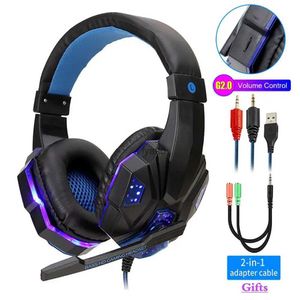 Écouteurs de téléphone portable Écouteurs de jeu filaires professionnels à lumière LED avec microphone adaptés aux cadeaux d'écouteurs PC PS4 PS5 Xbox bassH240312