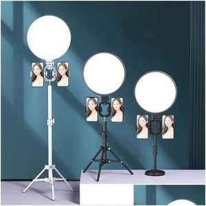 Accessoires de photographie de téléphone portable 10 26 cm LED Selfie Ring Light P Ographie Vidéo Ringlight Stand Trépied Remplissage Lampe Dimmable Trepied Dr Dhyxh