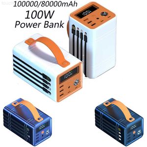 Bancos de energía para teléfonos celulares 100000/80000mAh Banco de energía 100W Estación de energía portátil al aire libre Paquete de batería externa Cargador rápido para teléfono inteligente y portátil DC L230824