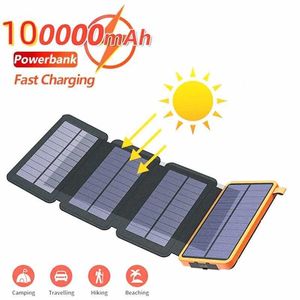 Banques d'alimentation du téléphone portable 100000mAh Panneau solaire étanche Solaire Camping Outdoor Panneau solaire pliable portable 5V 2A Dispositif de sortie USB Panneau solaire J240428